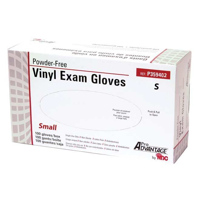 Gloves Exam Vinyl P-F ProAdvantage Small (100/BX .. .  .  